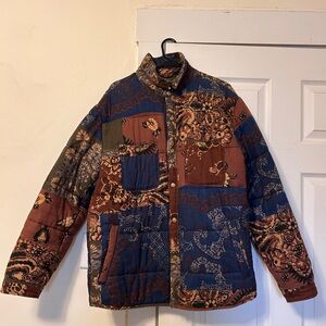 BDG Patchwork Quilted Jacket - Blue and Brown
